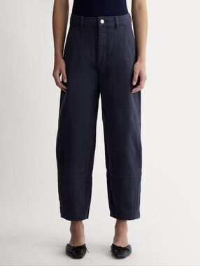 Everlane The Utility Barrel Pant Navy Cotton High Rise Barrel Leg Pants size 12